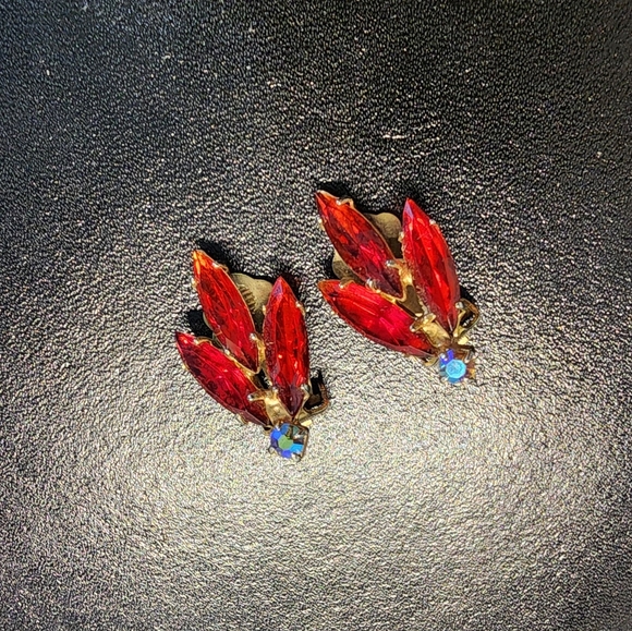 Jewelry - Clip-on Red Crystal Earrings